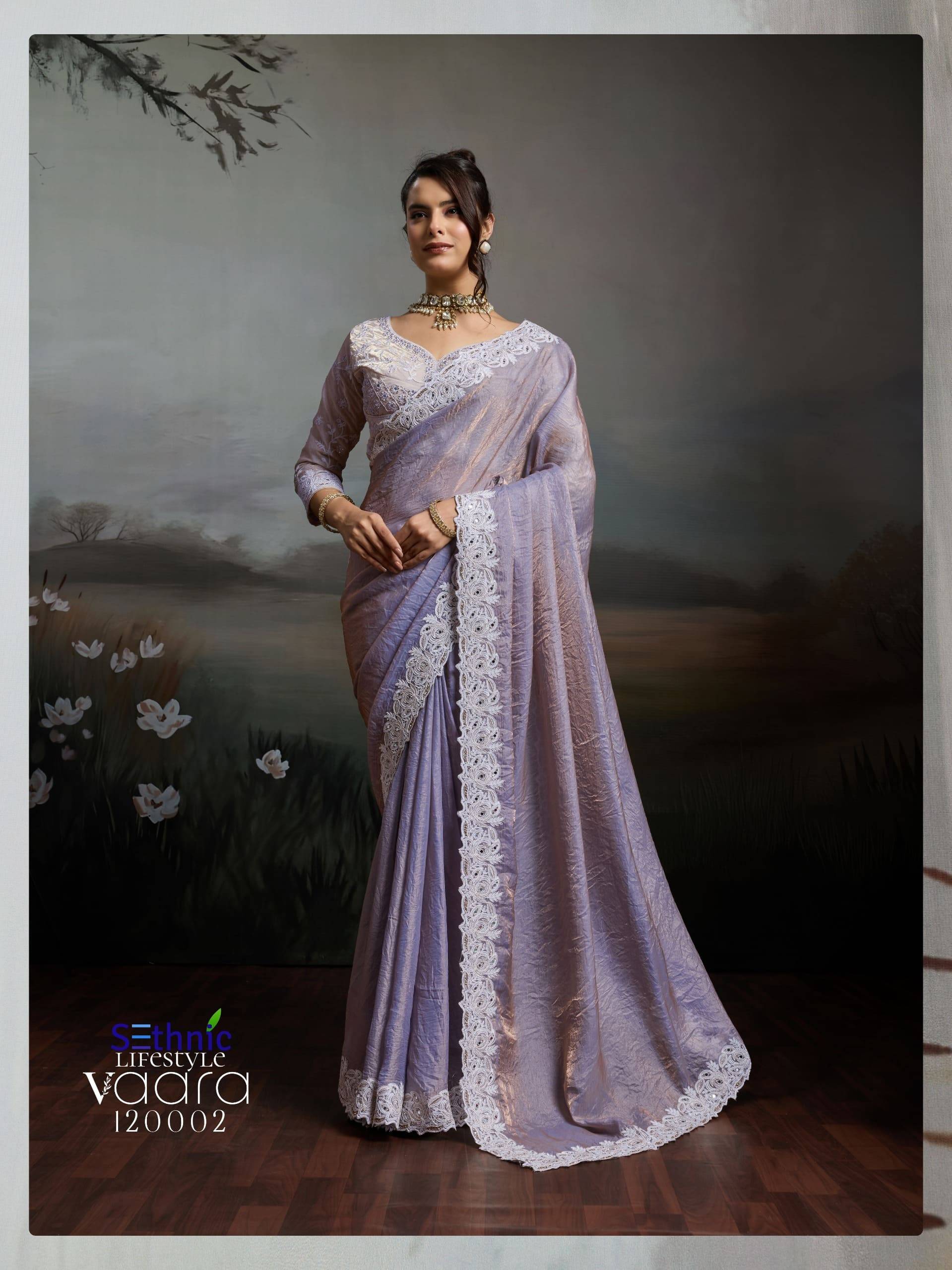 VAARA BY SETHNIC LIFE STYLE 120001 TO 120004 Series Indian Traditional Wear Collection Beautiful Stylish Fancy Colorful Party Wear & Occasional Wear Satin Velvet Sarees At Wholesale Price